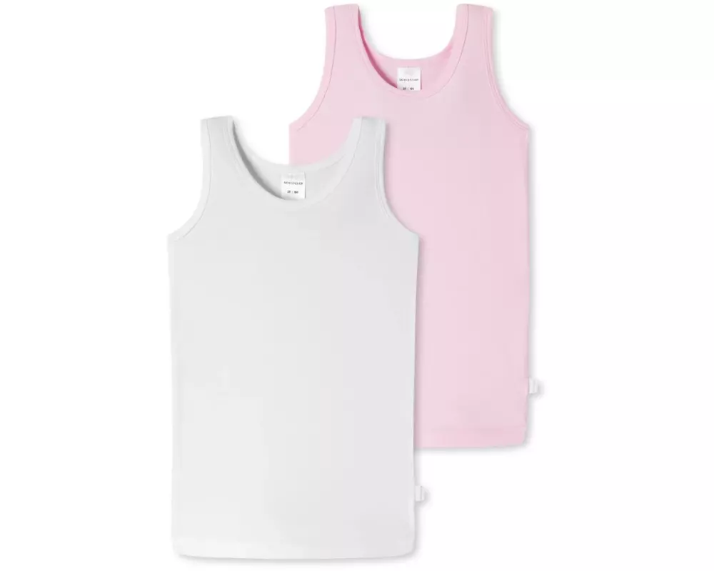 SCHIESSER Unterhemd Mädchen 2er Set Weiss/Rosa, Gr. 98