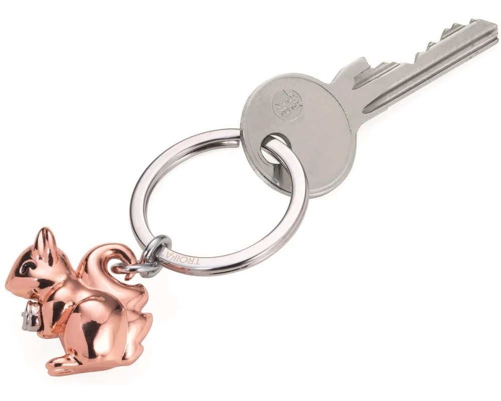 Troika Schlüsselanhänger Hörnchen Glänzend Grau/Rosagold