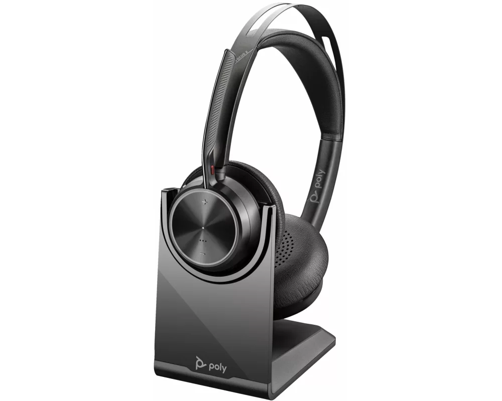 HP Poly Voyager Focus 2, UC, Headset, +USB-A to USB-C Cable, +Charging Stand