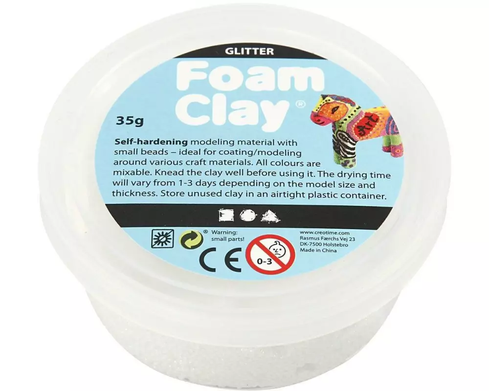 Creativ Company Modelliermasse Foam Clay 35 g Glitzer Weiss