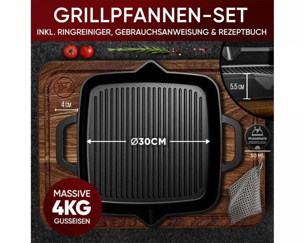 Gusskoenig Eingebrannte Grillpfanne 30 cm