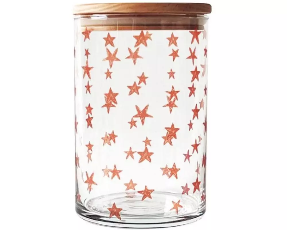 Wunderle Vorratsglas Sternenzauber 880 ml, mit Holzdeckel