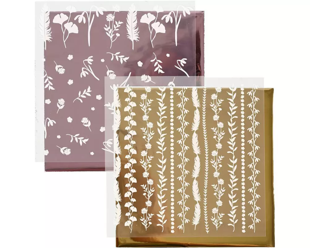 Creativ Company Folie Transferblatt 15 x 15 cm, 2 Stück, Bordeaux/Gold