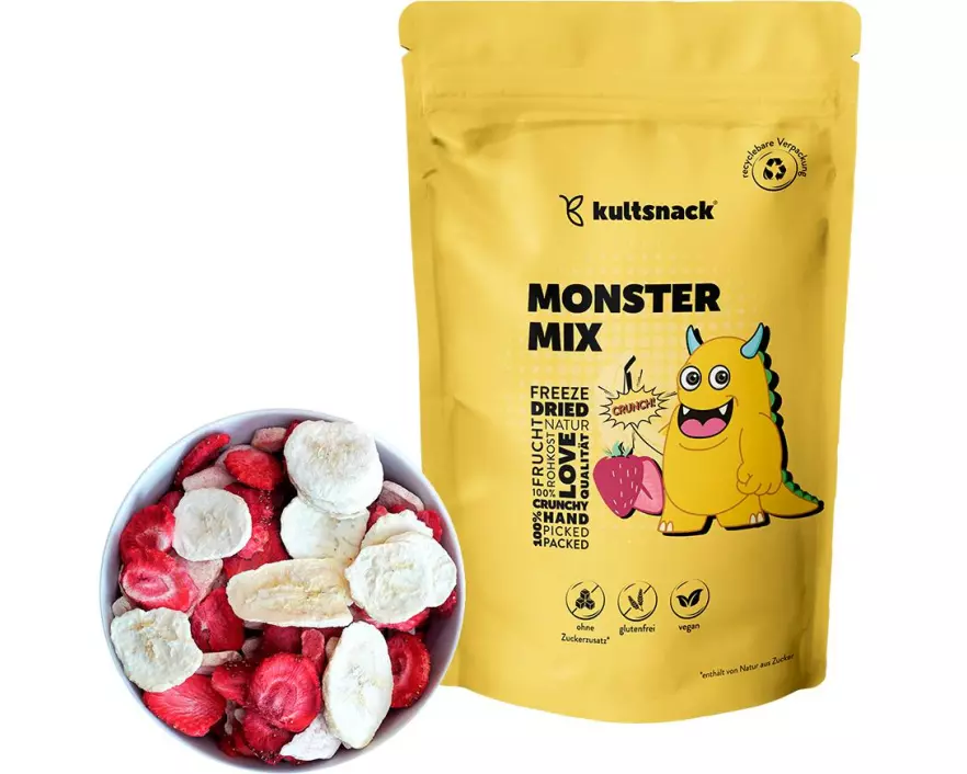 kultsnack Banane und Erdbeerscheiben Gefriergetrocknete, 150 g