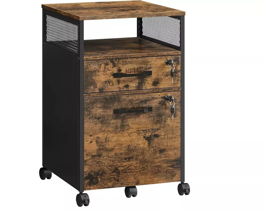 VASAGLE Multifunktionswagen 42 x 44 x 67.4 cm, Braun/Schwarz