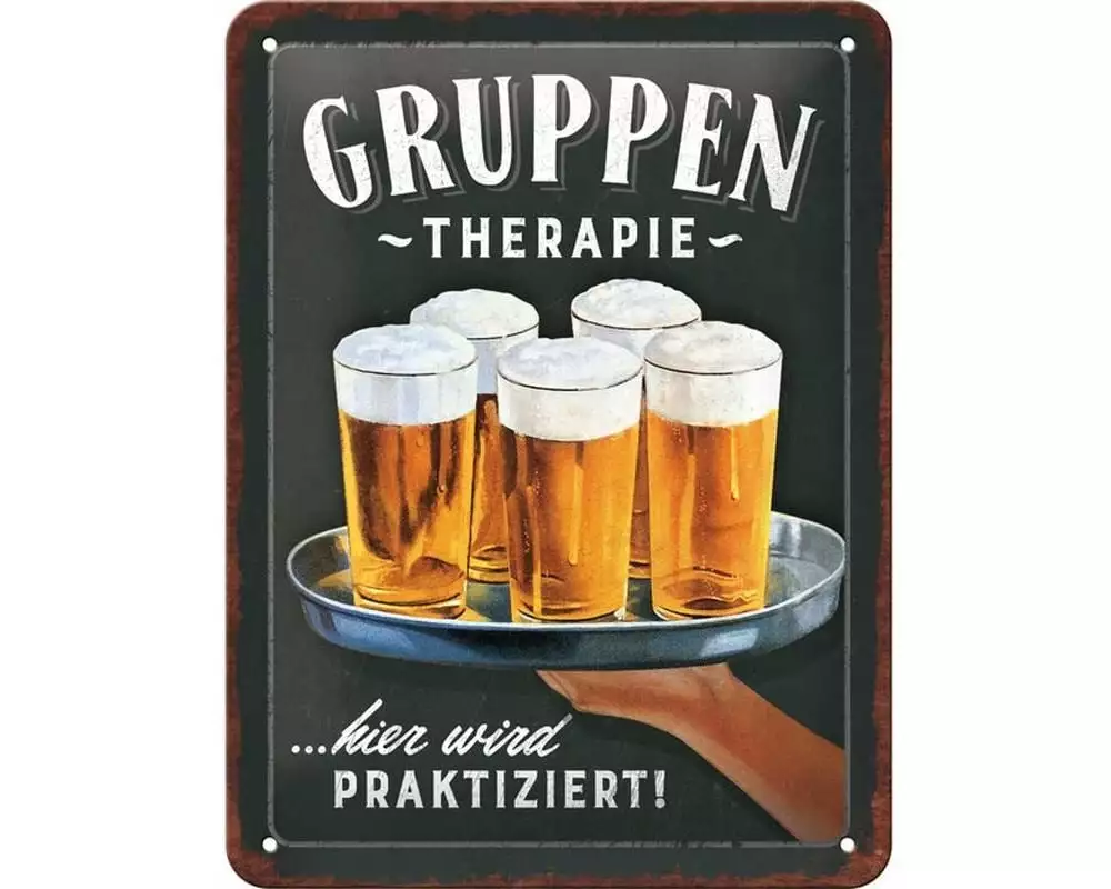 Nostalgic Art Schild Gruppentherapie Bier 15 x 20 cm, Metall