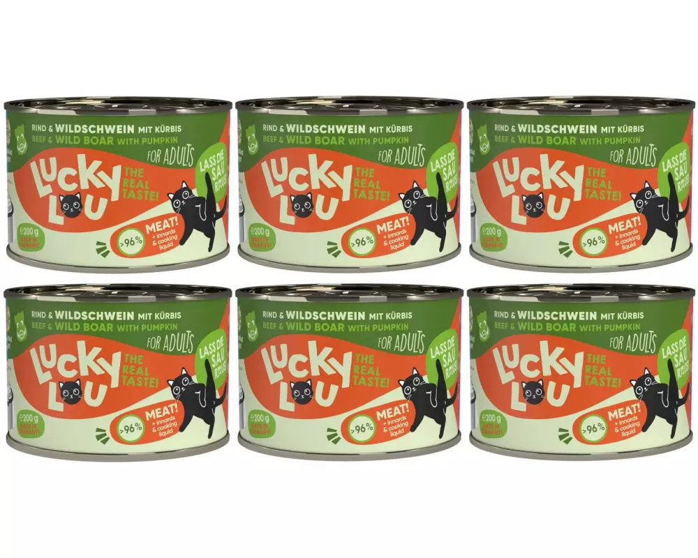Lucky Lou Nassfutter Lifestage Adult Rind & Wildschwein, 6 x 200 g