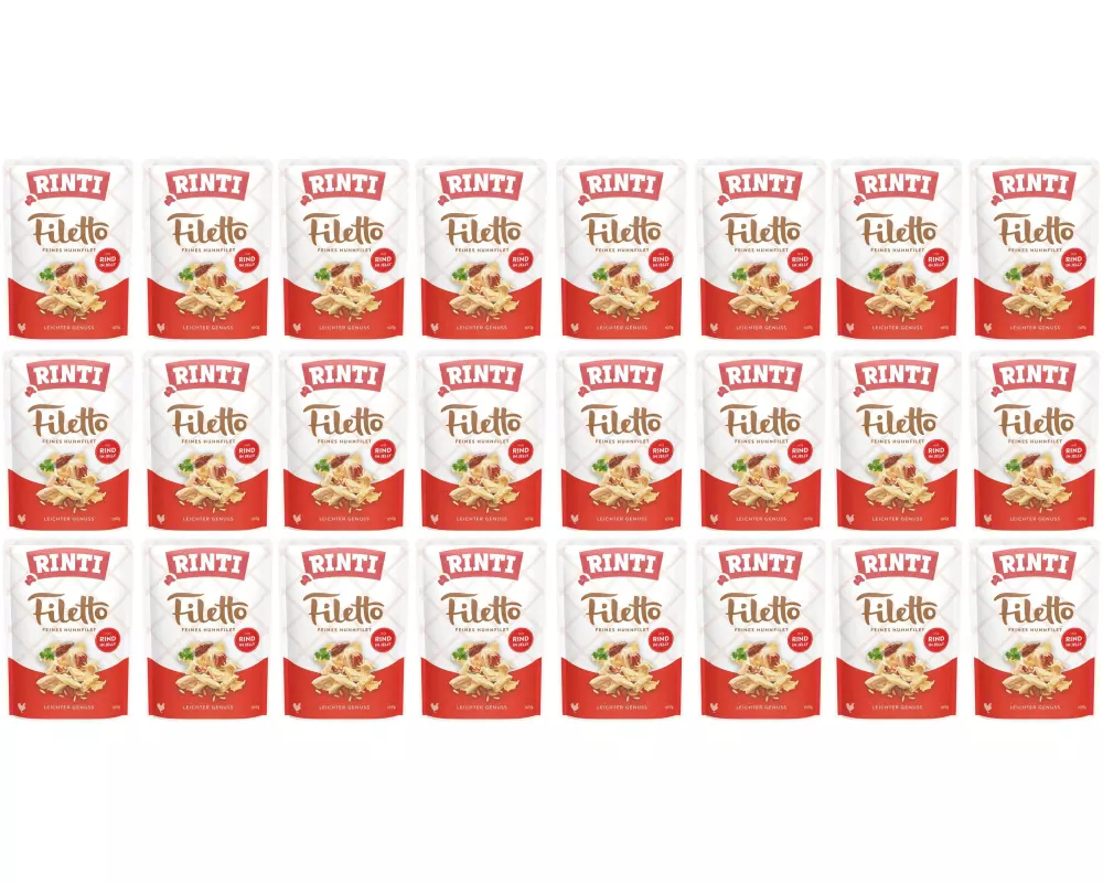 Rinti Nassfutter Filetto Huhn + Rind in Jelly, 24 x 100 g