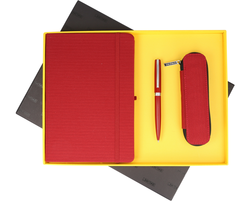 ONLINE Set Notizbuch + Stift + Etui 16920 Indian Summer Red