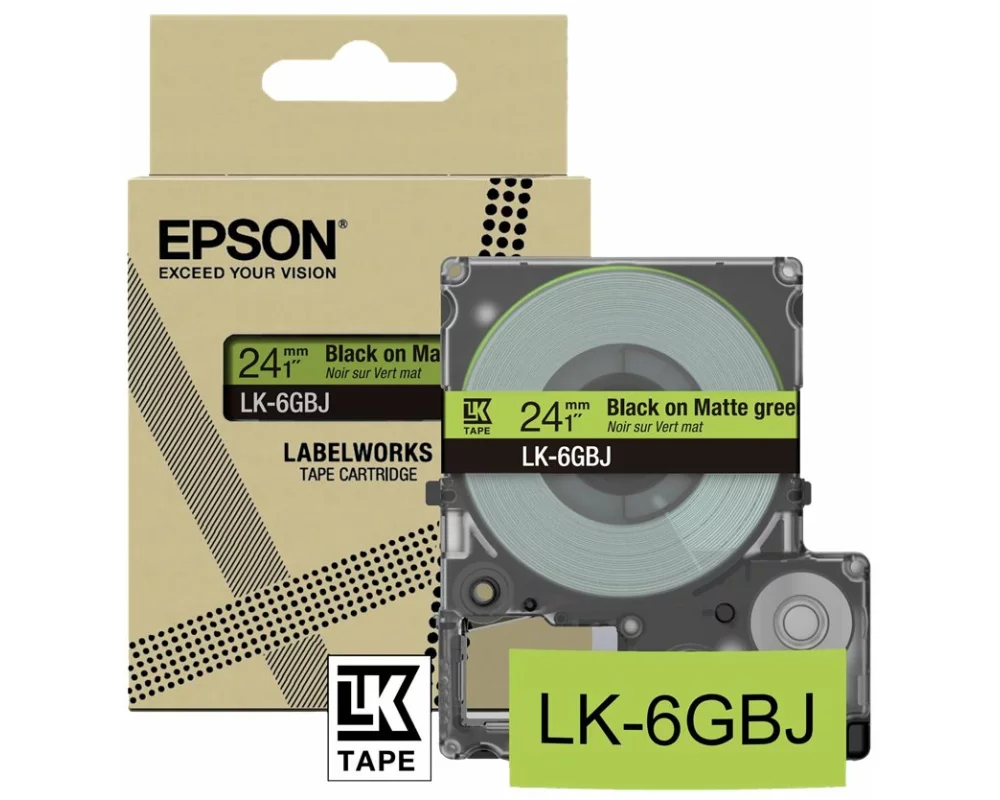 Epson Matte Tape Green/Black, 18mm, 8m, LK-5GBJ