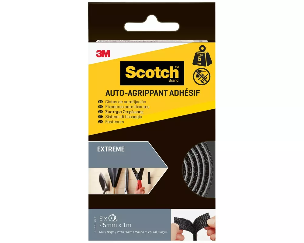 Scotch Klettbandverschluss Extreme, 25 mm x 75 mm Schwarz
