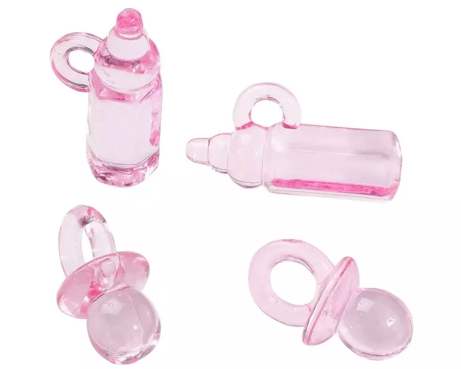 HobbyFun Streudeko Schnuller und Fläschchen Hellrosa, 16 Stück