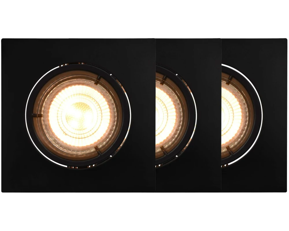 Nordlux Einbauspot Carina Square Schwarz, 3 Stück