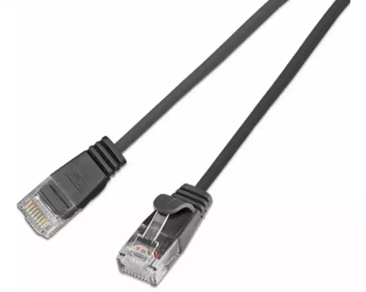SLIM Slimpatchkabel RJ-45 - RJ-45, Cat 6, UTP, 10 m, Schwarz