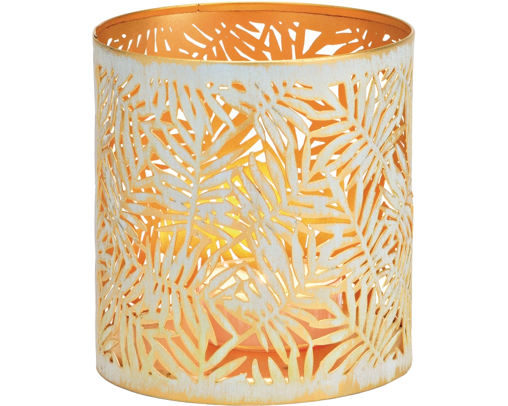 ROOST Windlicht 10037330 weiss, gold 13x13x13cm