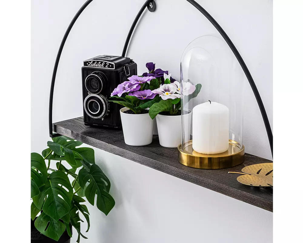 Woody Fashion Wandregal Indicum 60 x 30 x 15 cm, Schwarz/Walnuss