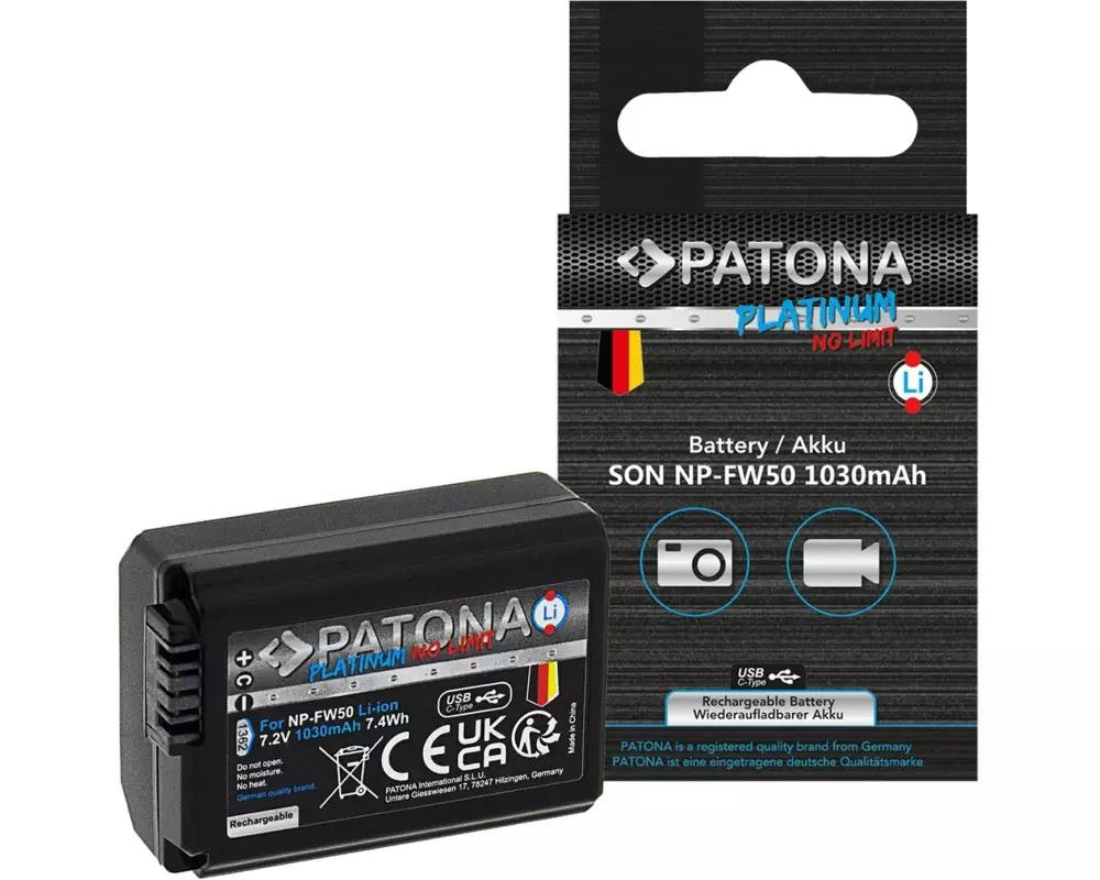 Patona Digitalkamera-Akku Platinum Akku für Sony NP-FW50 NEX.3