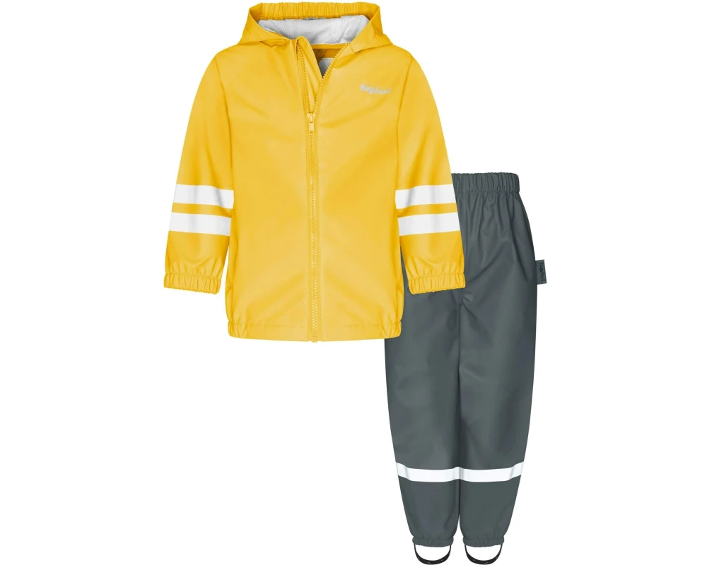 Playshoes Regen-Set Halbhose Basic Gr. 104, Gelb/Grau