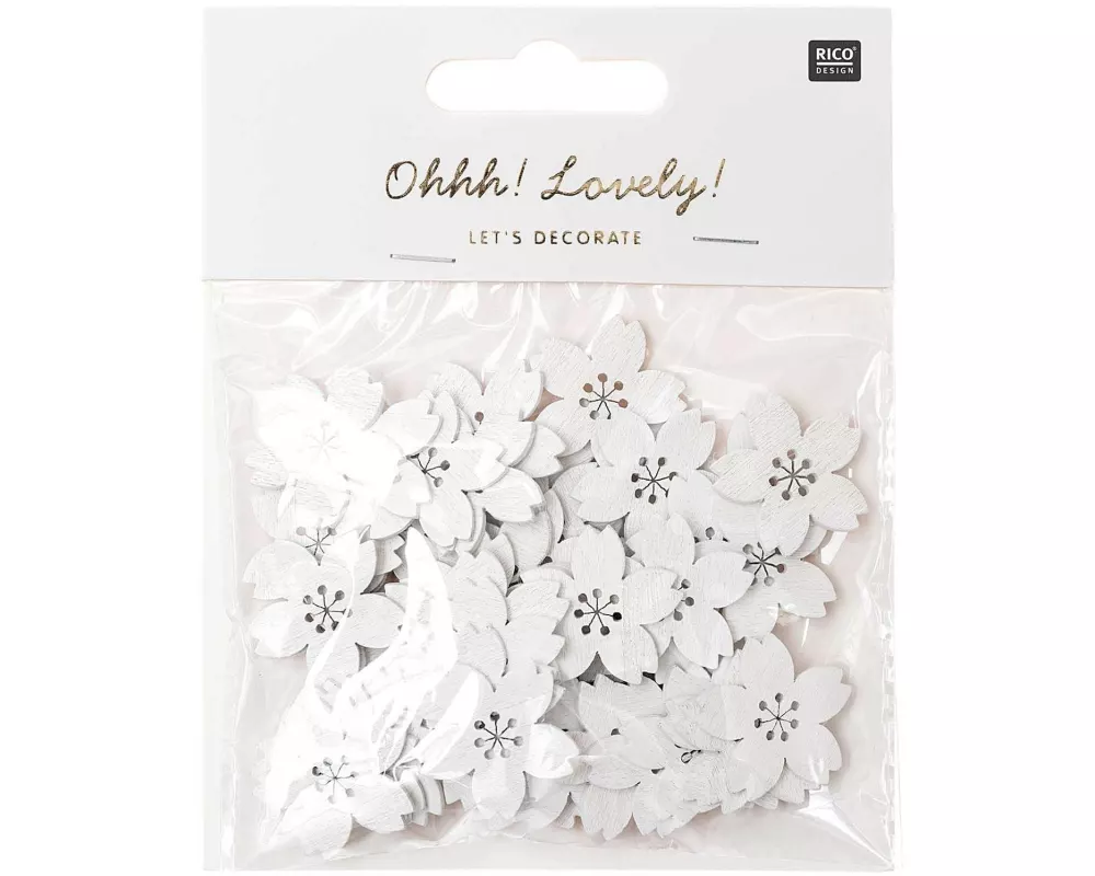 Rico Design Streudeko Kirschblüte 48 Stück, Weiss
