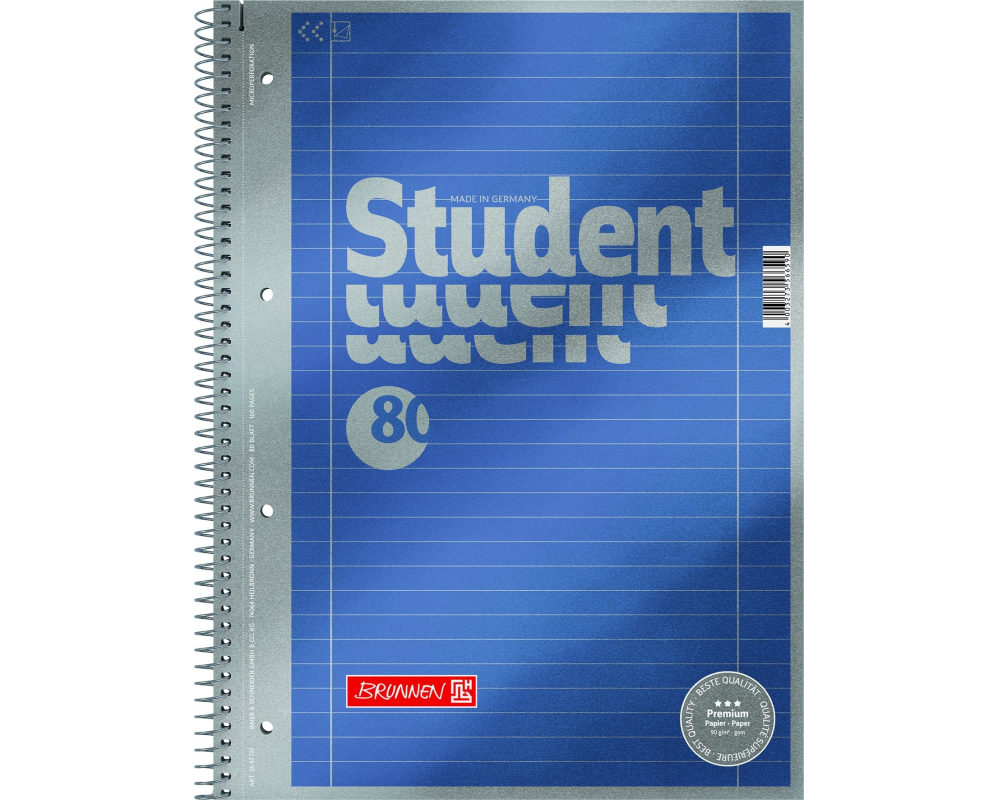 BRUNNEN Collegeblock Premium A4 1067127 liniert mit Rand 80 Blatt