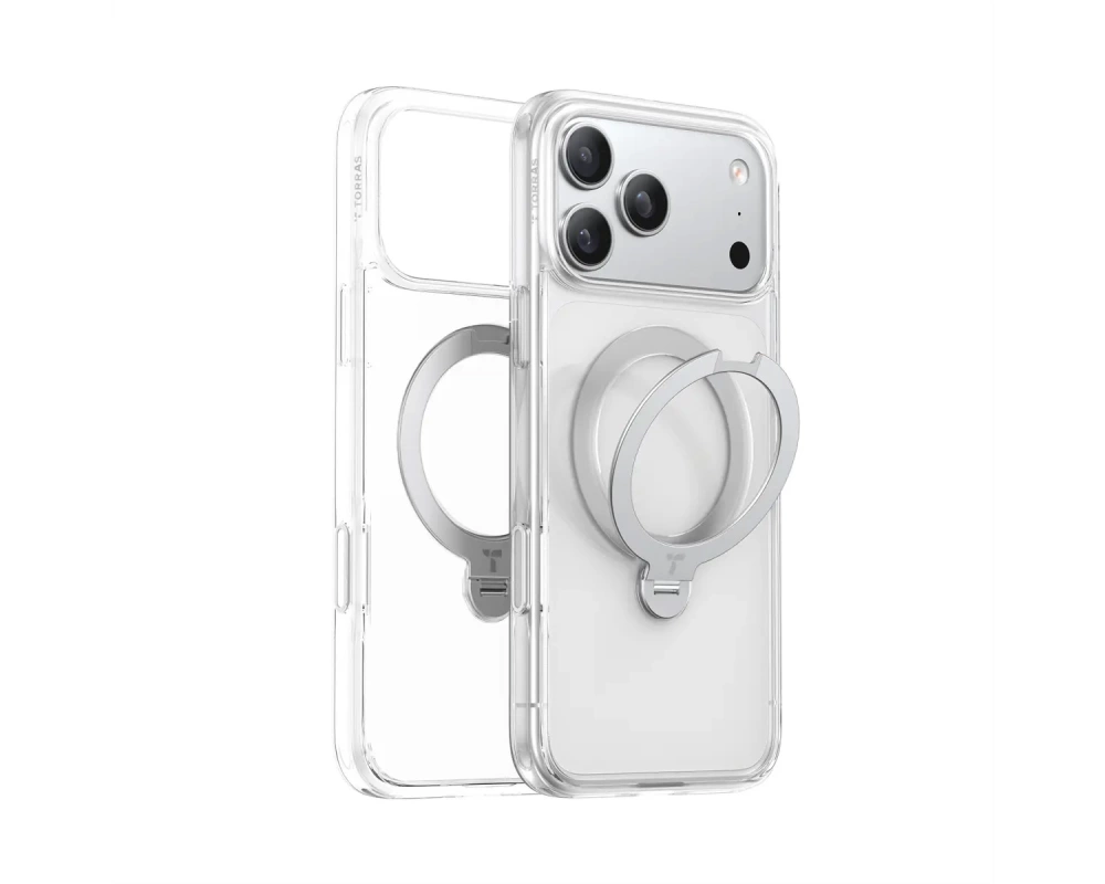 Torras Ostand 360° Schutzhülle, iPhone 17 Pro Max, MagSafe, transparent