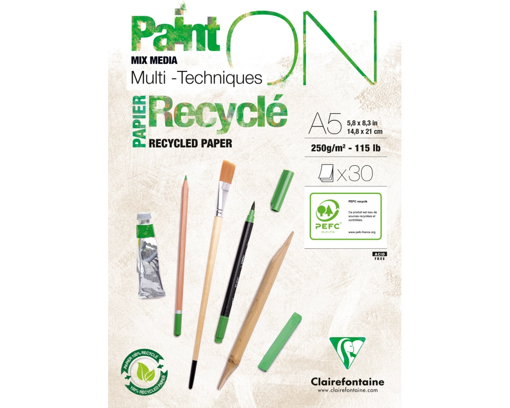 Clairefontaine PaintON Block Recycling 14.8 x 21 cm