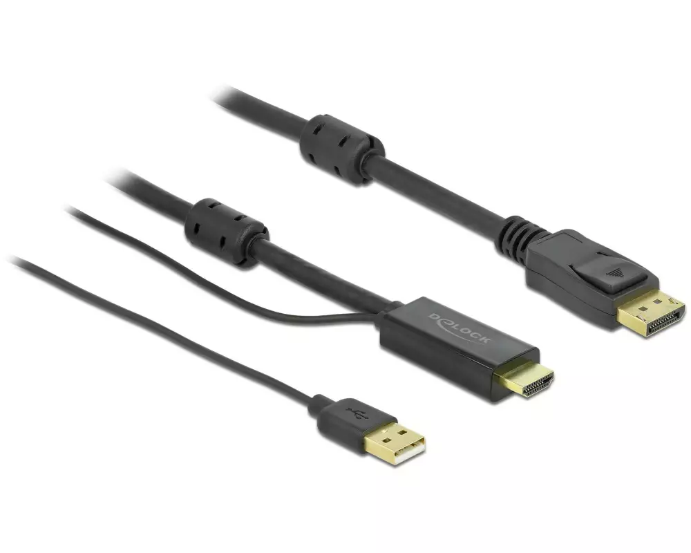 Delock Kabel HDMI – Displayport, HDMI/USB 2.0 - DisplayPort, 1 m