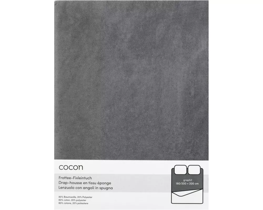 COCON Fixleintuch Frottee 180-200 x 200 cm, Graphit