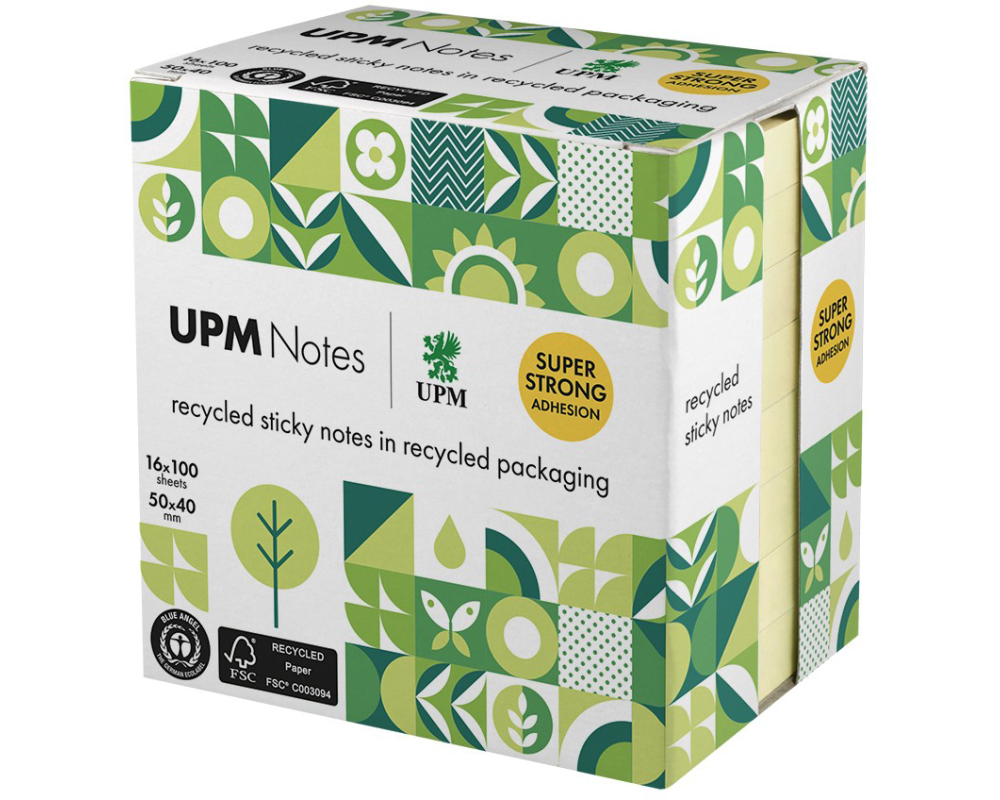 UPM Haftnotizen Recycling 50x40mm 5653-11UR-16 gelb 16x100 Blatt