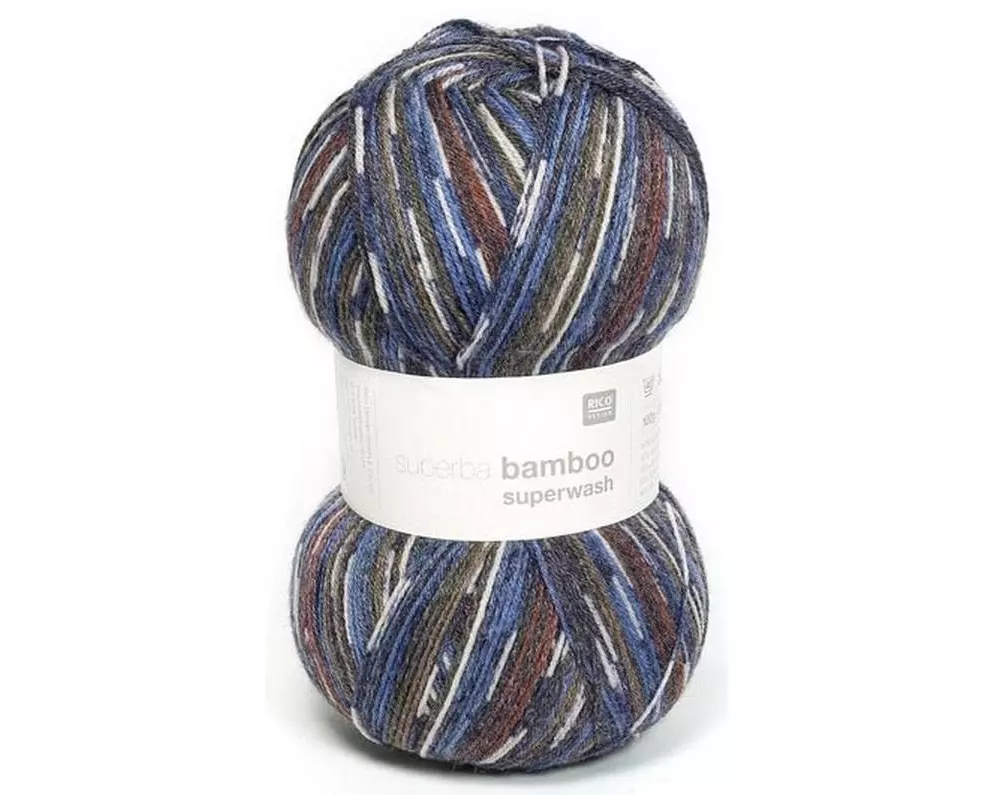 Rico Design Wolle Bamboo für Socken 4-fädig, 100 g, Blau; Braun