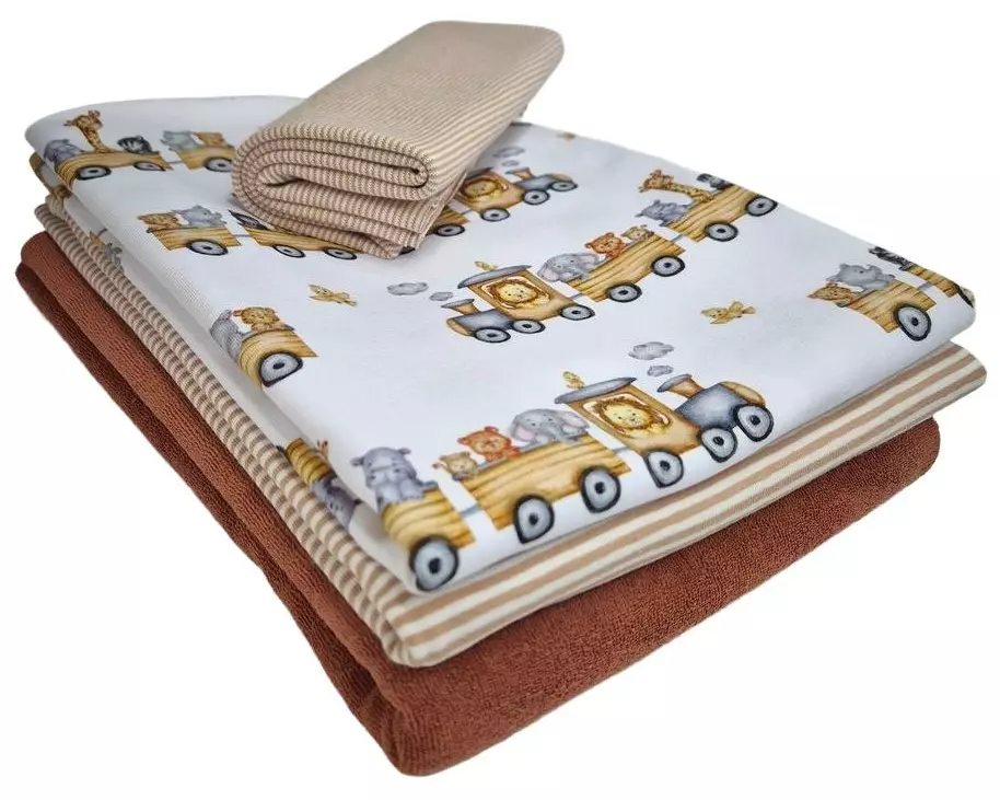 Stoffe Stoff Jersey Tiere Zug 4-teilig, 3 x 0.5 m