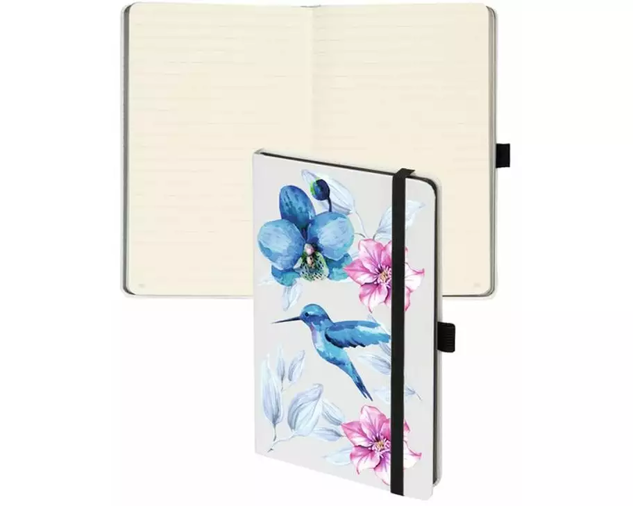 Biella Notizbuch Kompagnon White Trend Bird 12,5 x 19,5 cm, Liniert