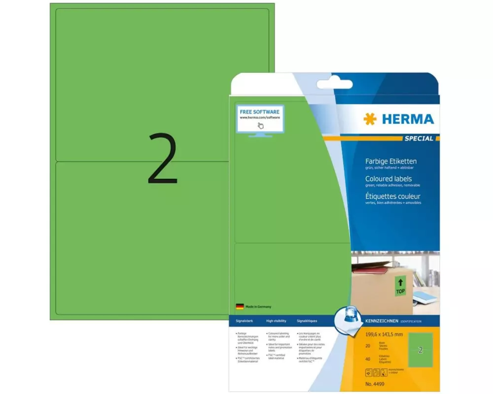 HERMA Universal-Etiketten 4499 Grün, 40 Etiketten