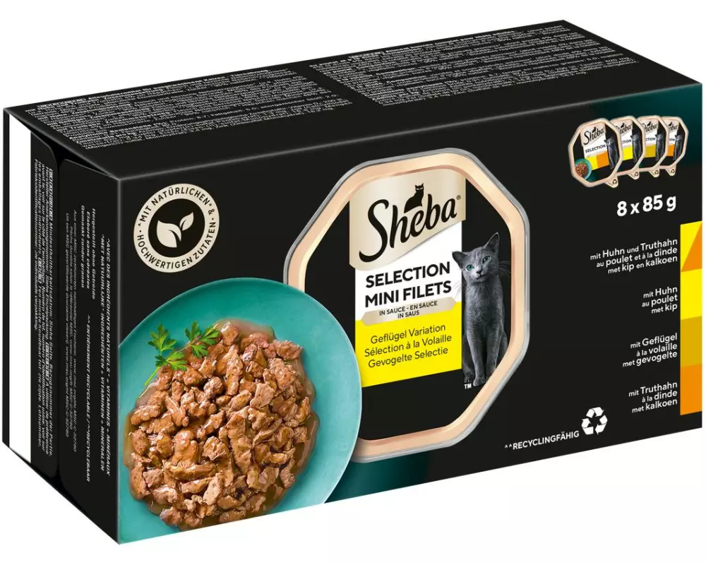 Sheba Nassfutter Selection Mini Filets Sauce Geflügel, 8 x 85g