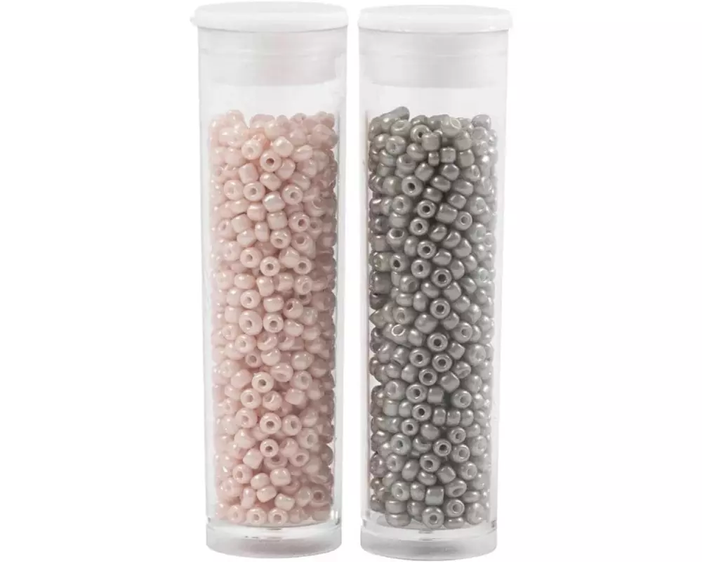Creativ Company Rocailles-Perlen Glasperlen Grau/Rosé