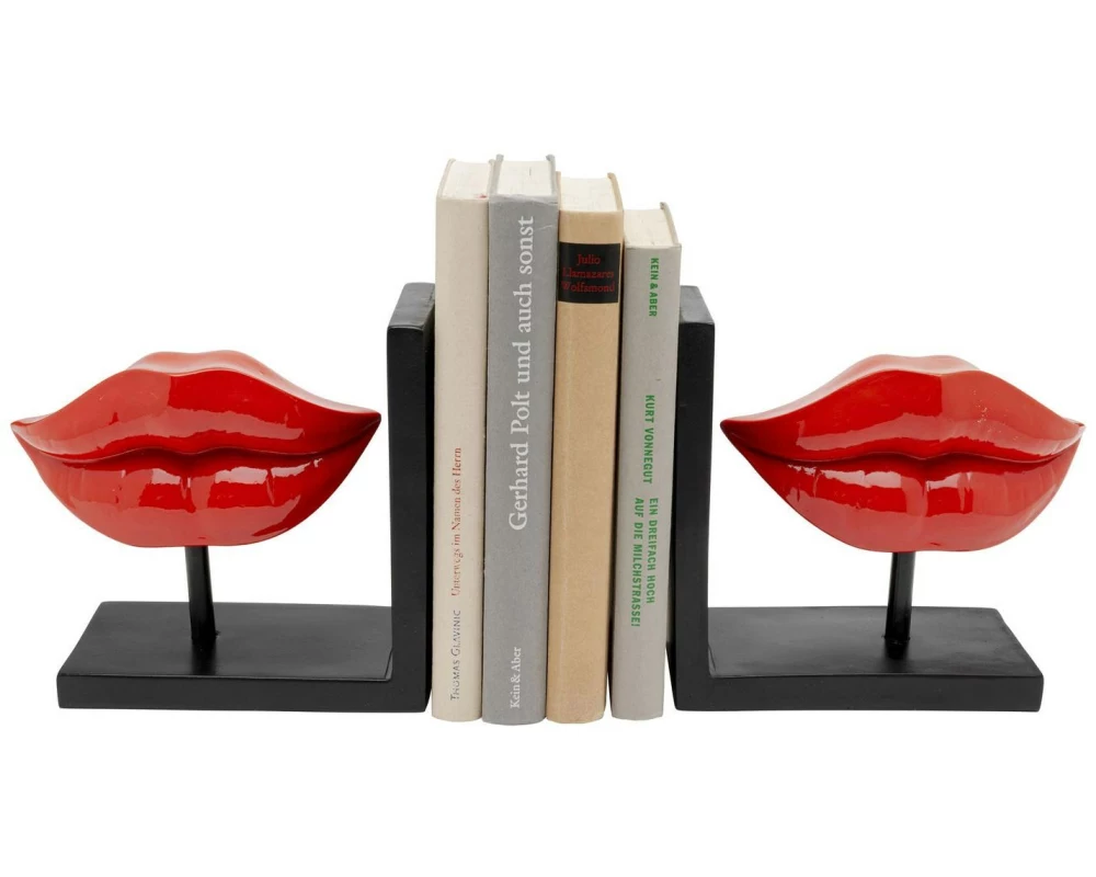 Kare Buchstütze Lips 2er Set, Rot/Schwarz