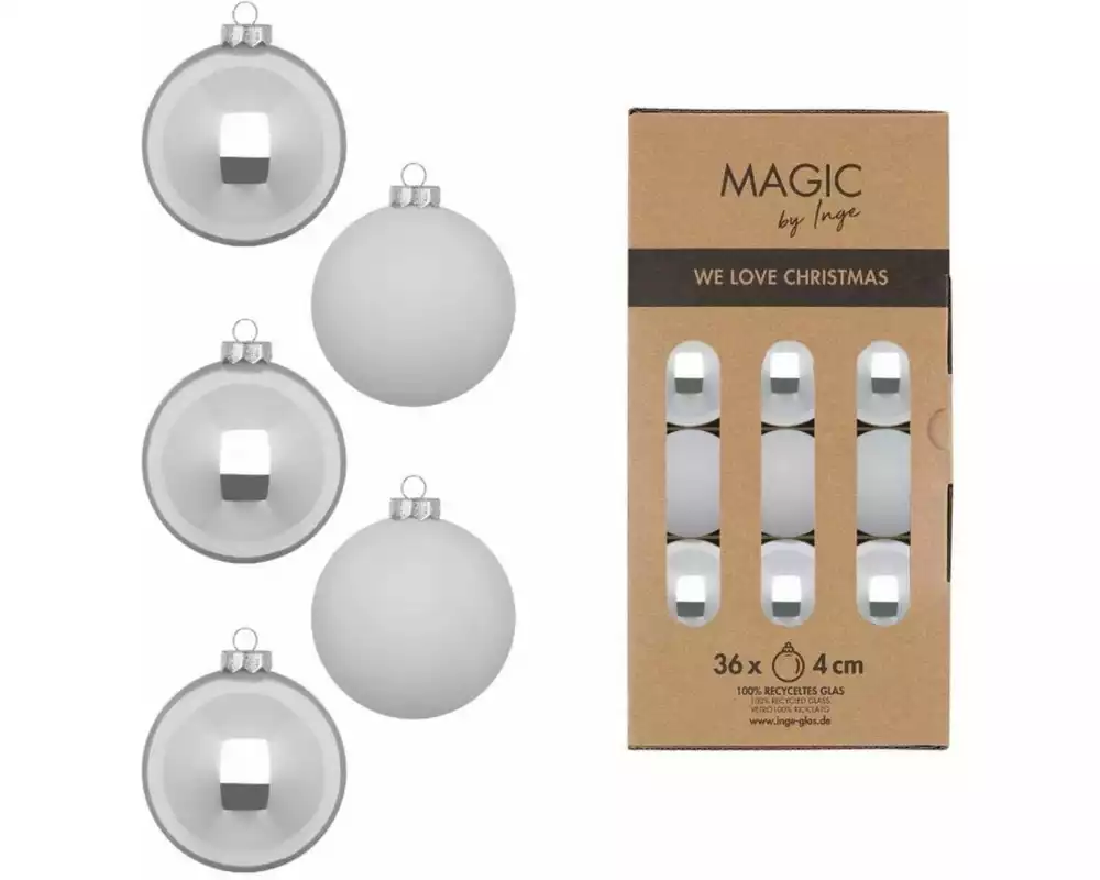 INGES CHRISTMAS DECOR Weihnachtskugel Snowy Clouds 36 Stück, Weiss