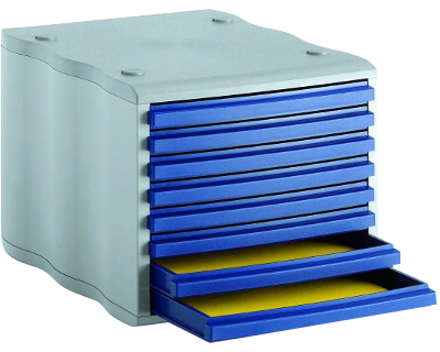 STYRO Schubladenbox grau/blau 248855038 8 Fächer