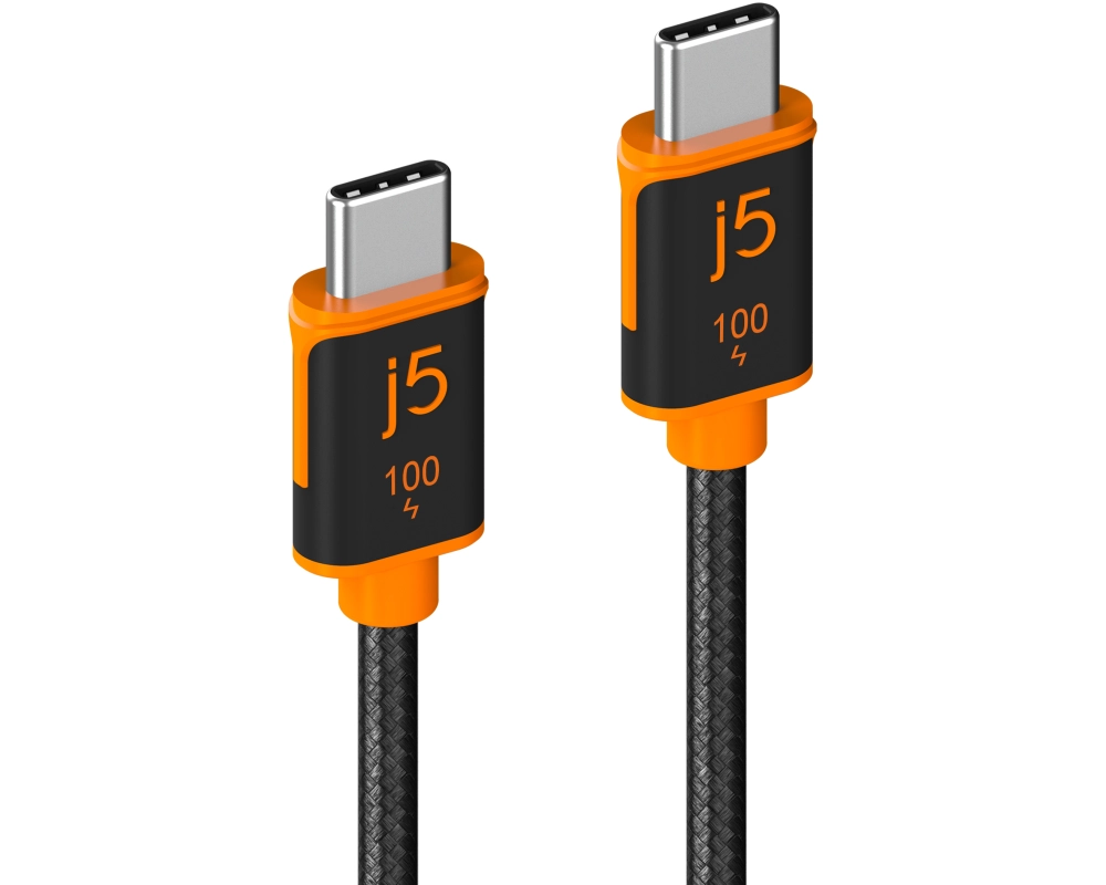j5create JUCX25L30 USB Kabel 3 m USB C 100 W Schwarz, Orange
