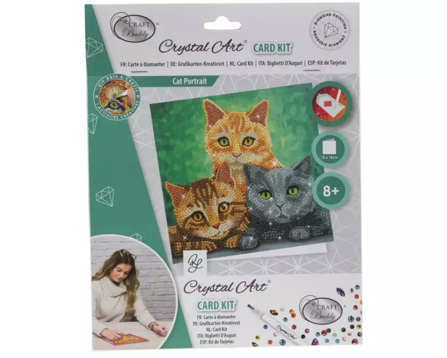 CRAFT Buddy Bastelset Crystal Art Card Katzen