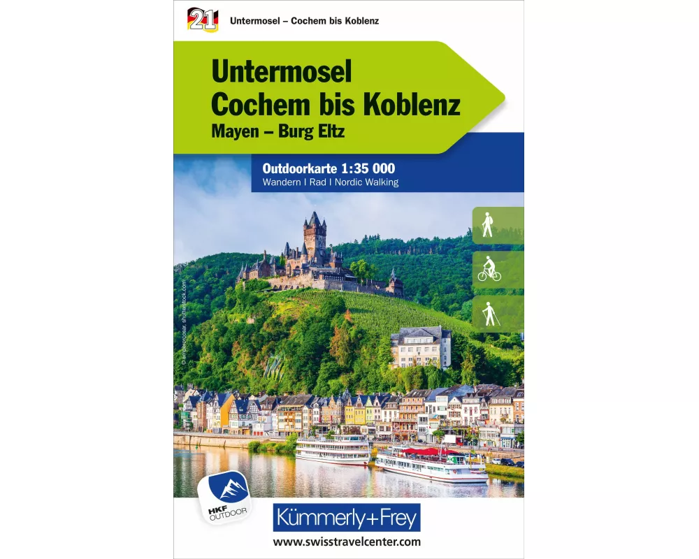 Kümmerly+Frey Outdoorkarte Deutschland 21 Untermosel, Cochem bis Koblenz 1:35.000