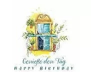 Postkarte. Happy Birthday (Fenster)