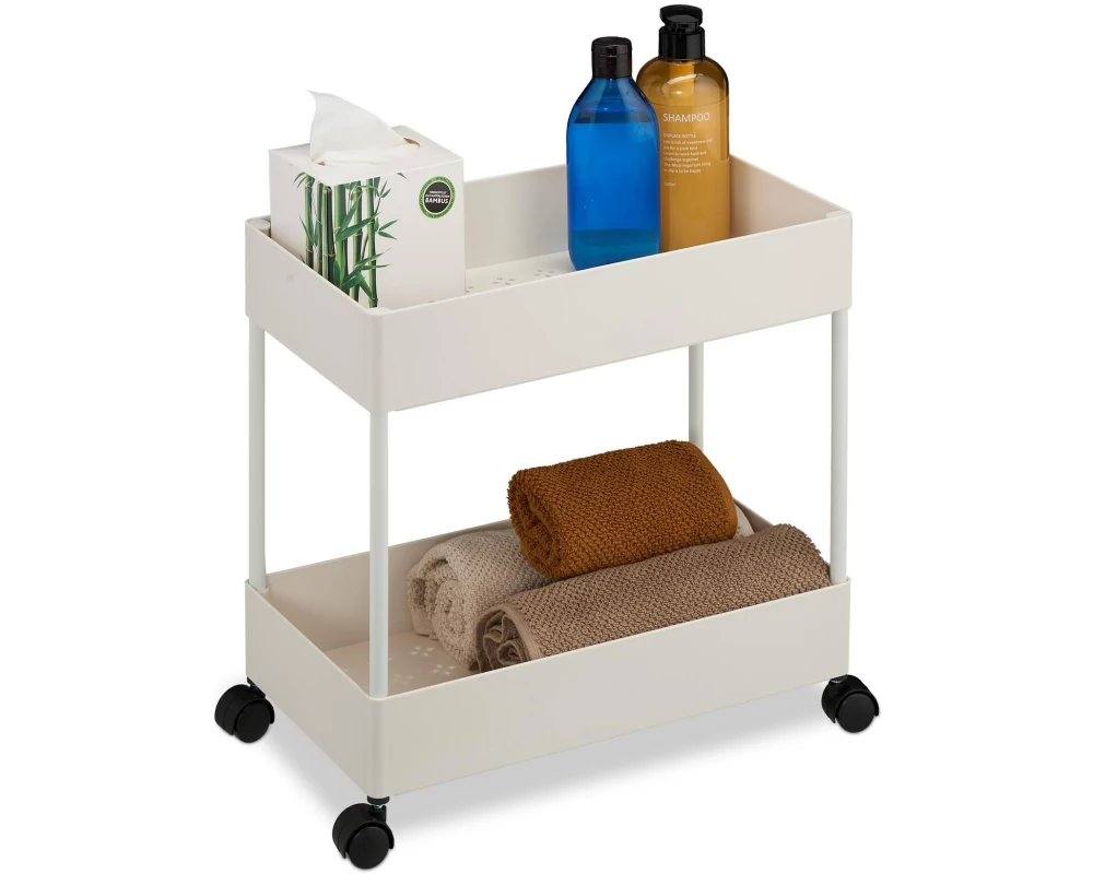 relaxdays Küchenwagen Rollwagen 39.5 x 38 x 21.5 cm, Weiss