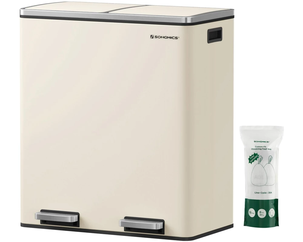 Songmics Abfalleimer 60 l, Edelweiss