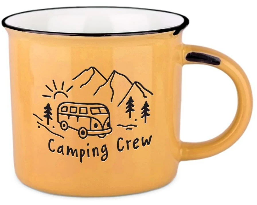 Grafik Werkstatt Vintage Becher Bergglück Camping Crew