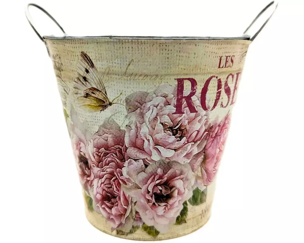 CHALET Zinktopf 16 x 15 cm, Rosa/Beige