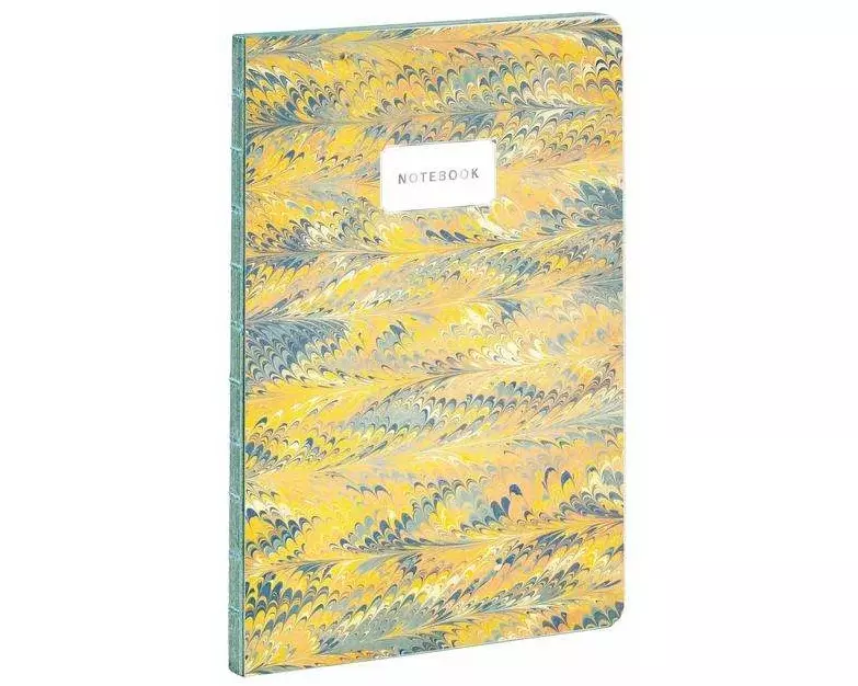 Teneues - A5 Notebook: Florentine Yellow Marble-Print Notebook, Paperback - 140 Lined Pages with Lay Flat Binding