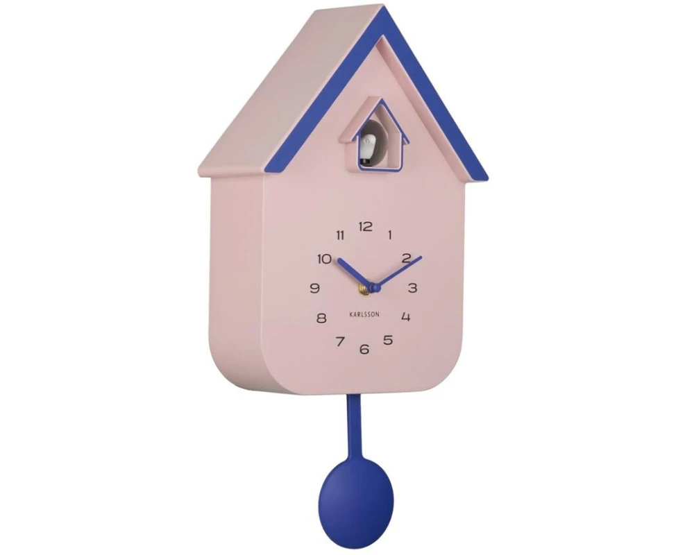 KARLSSON Wanduhr Dupla Color Cuckoo Soft Pink and Cobalt Blue