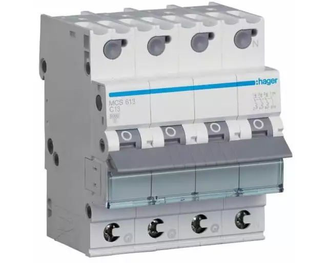 Hager Leitungsschutzschalter 3P+N 6kA C-13A QC 4M