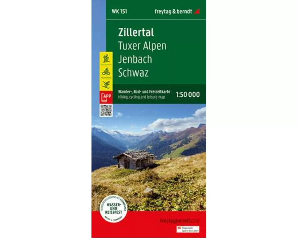 freytag & berndt Wanderkarte WK 151 Zillertal, Tuxer Alpen - Jenbach - Schwaz 1:50.000